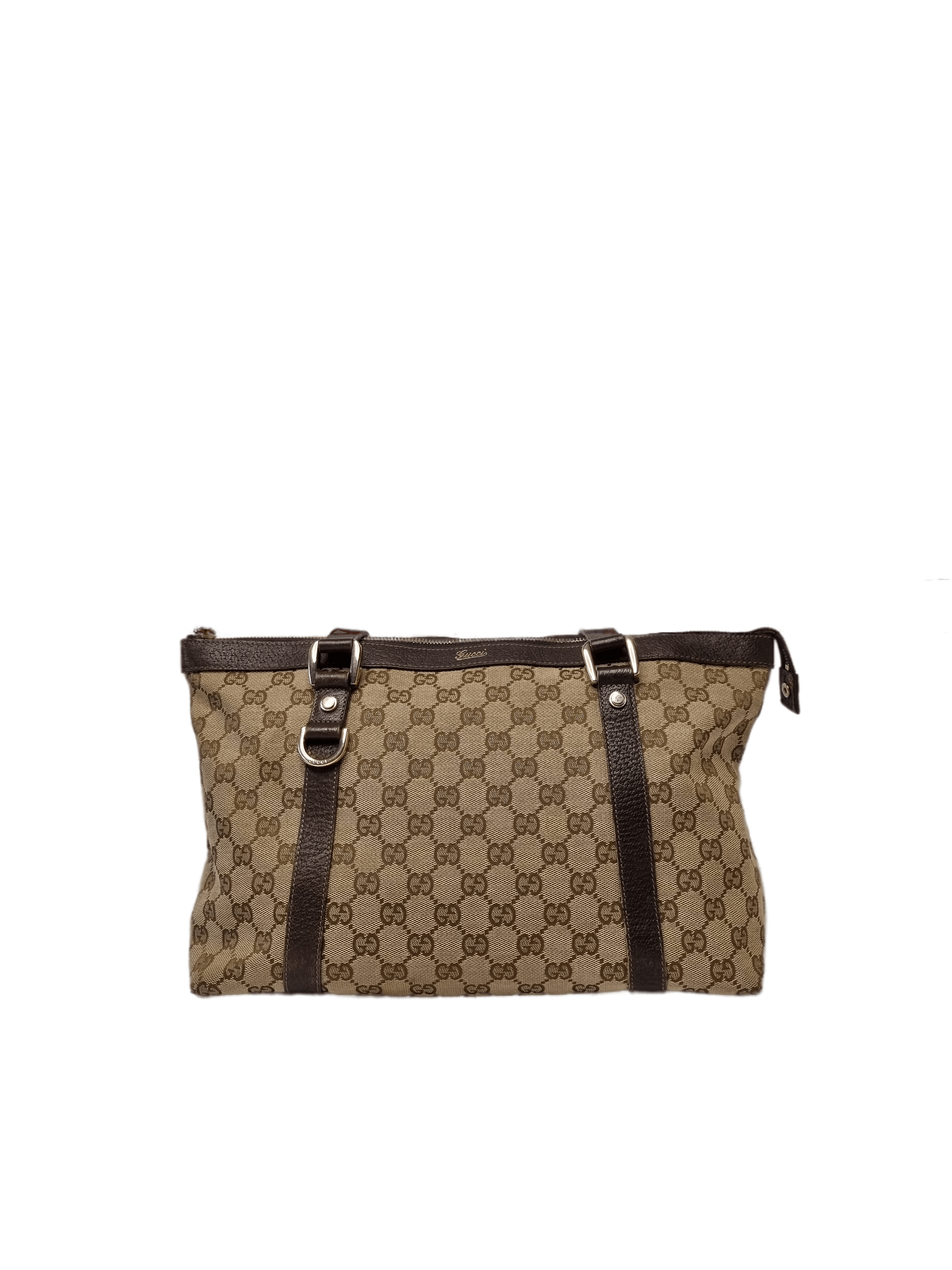 Luxury Gucci GG Beige & Dark Brown Jacquard Leather Bag