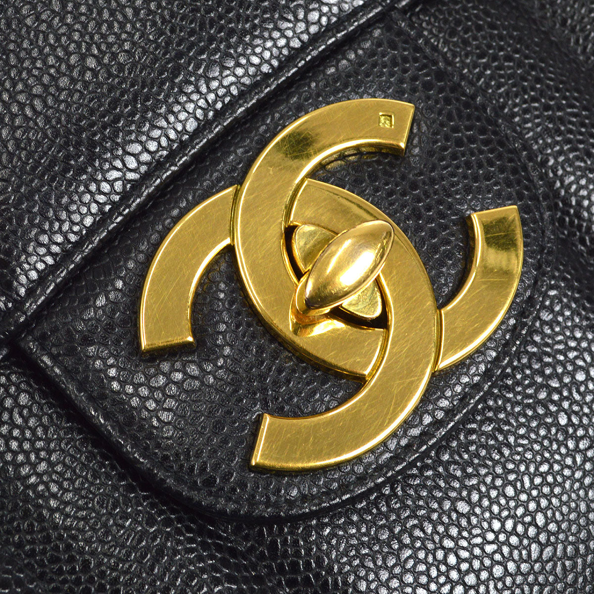 CHANEL★ 1991-1994 Vertical Classic Flap Jumbo Black Caviar 17145