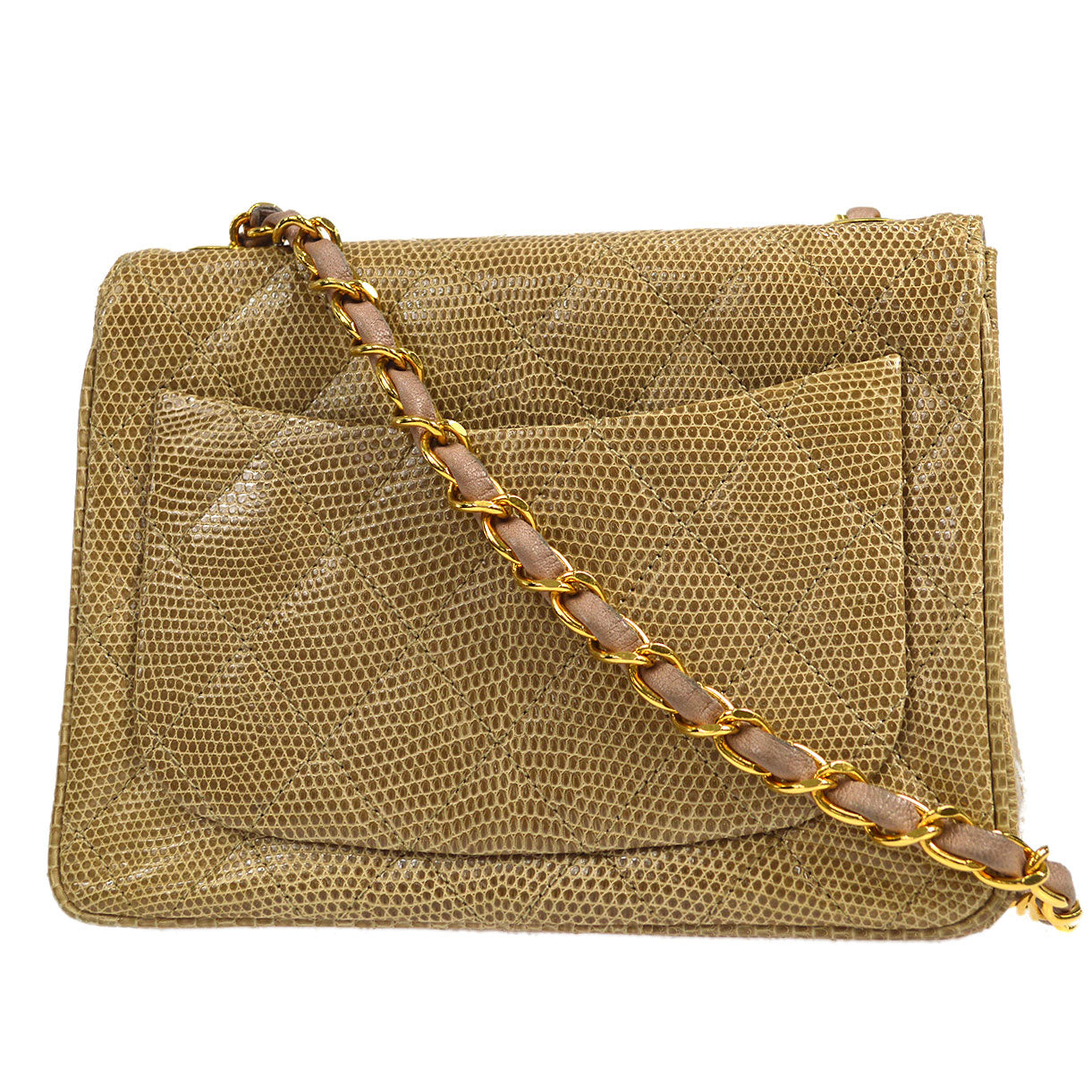 CHANEL 1991-1994 Classic Square Flap Mini Beige Lizard 47683