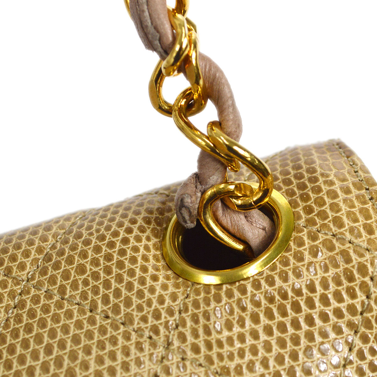 CHANEL 1991-1994 Classic Square Flap Mini Beige Lizard 47683