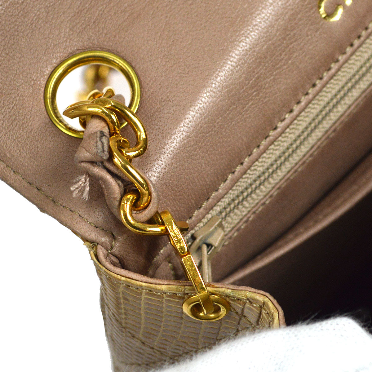 CHANEL 1991-1994 Classic Square Flap Mini Beige Lizard 47683
