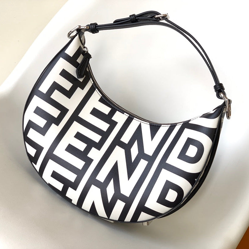 Luxury FendiFENDIGRAPHY SMALL 29 IN WHITE MIX BLACK SMOOTH CALFSKIN SILVER HARDWARE