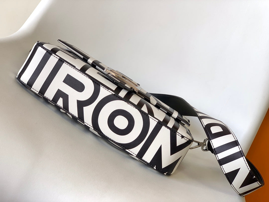 Luxury FendiFend Roma & Marc Jacobs 27 Bag Black White Leather Shw