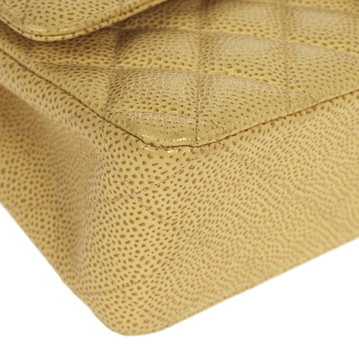CHANEL 2001-2003 Classic Double Flap Medium Beige Caviar 27228