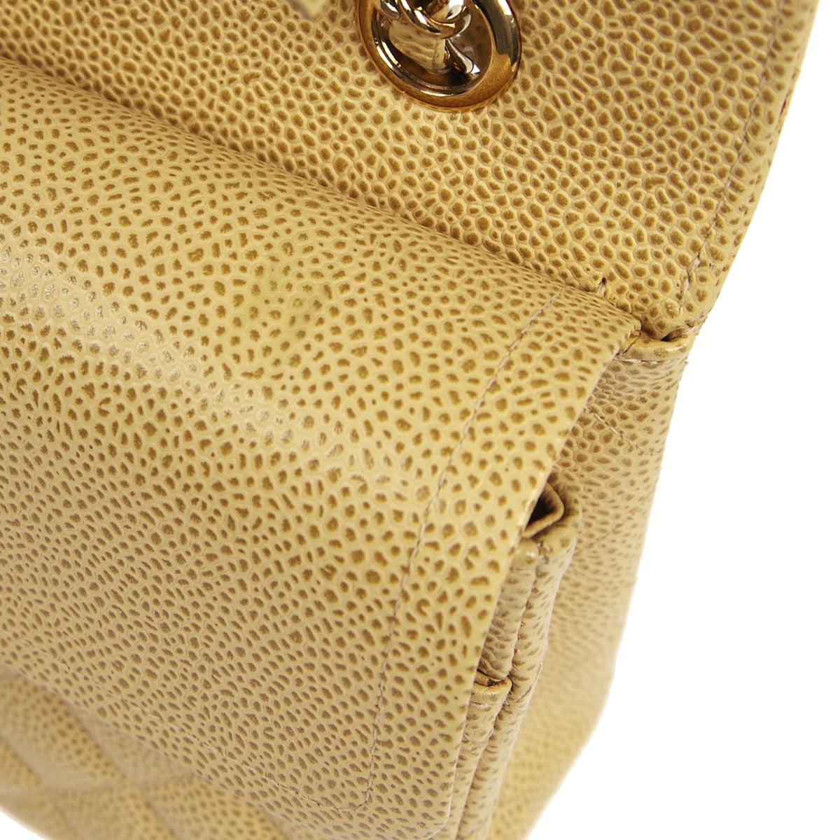CHANEL 2001-2003 Classic Double Flap Medium Beige Caviar 27228