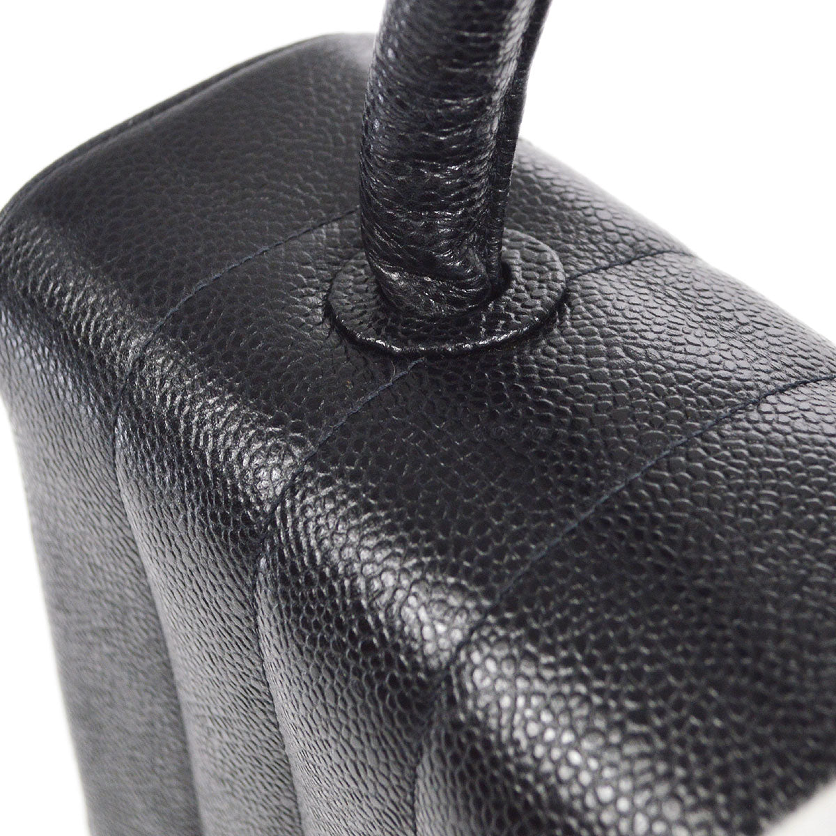 CHANEL 1994-1996 Border Vertical Flap Handbag Black Caviar 47770