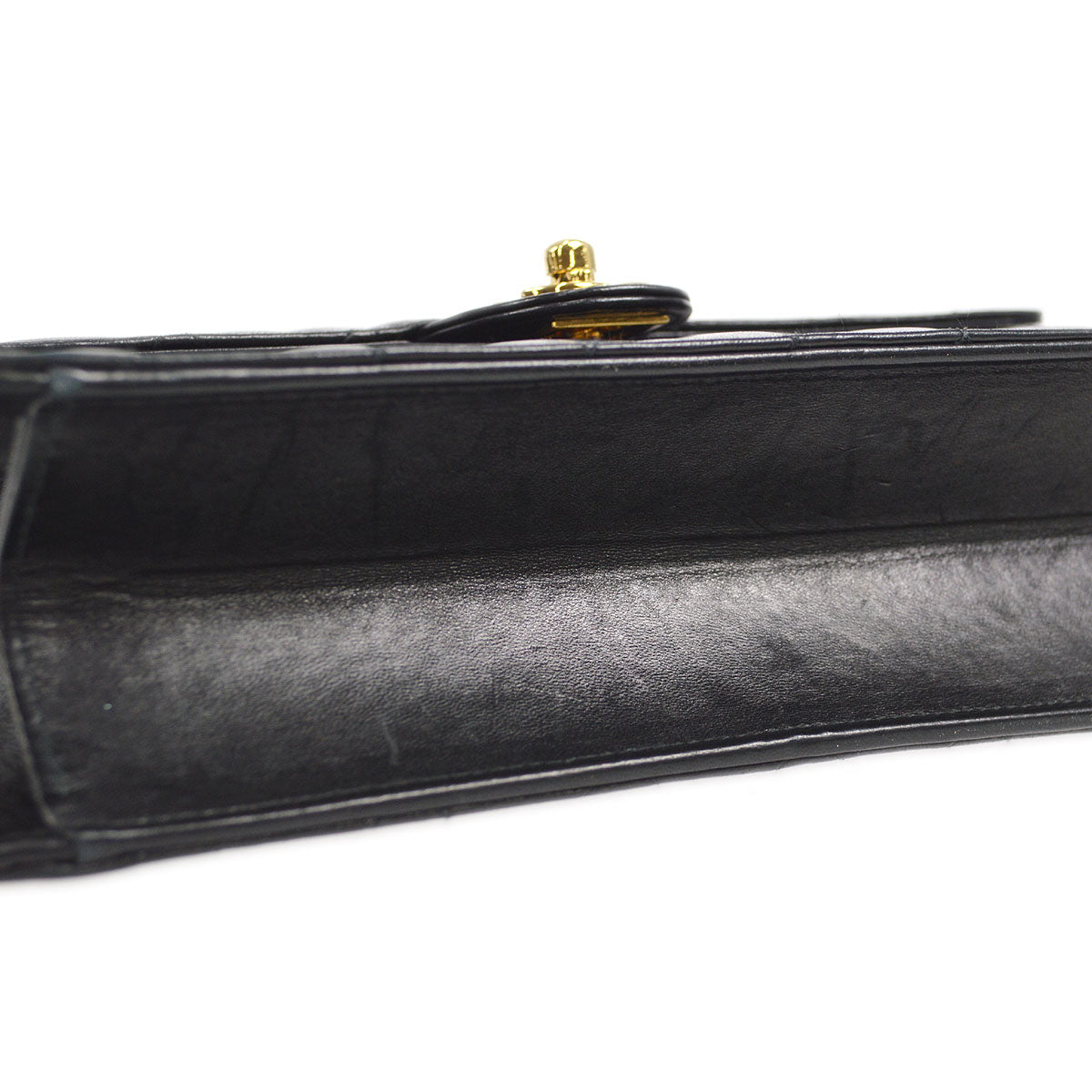 CHANEL★ 2000-2001 CC Turnlock Half Flap Medium Black Lambskin 56817