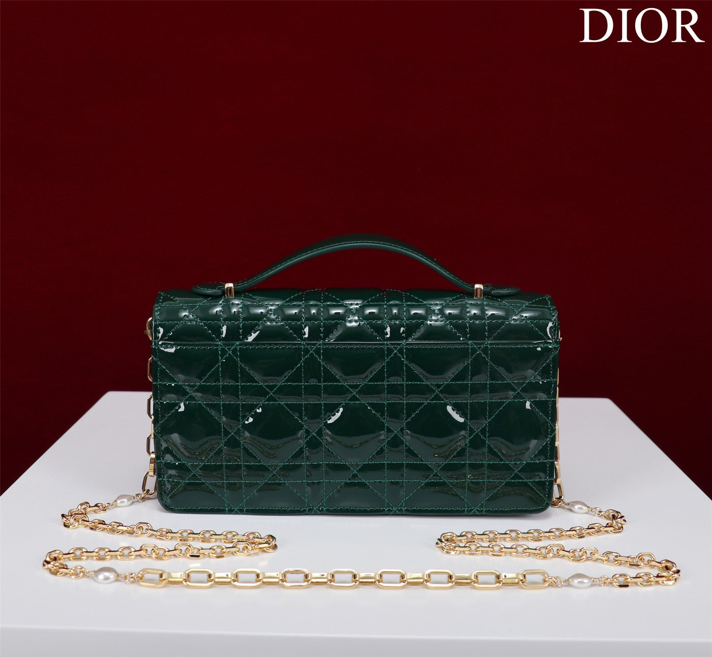 Luxury Diormy mini 21 dark green patent calfskin