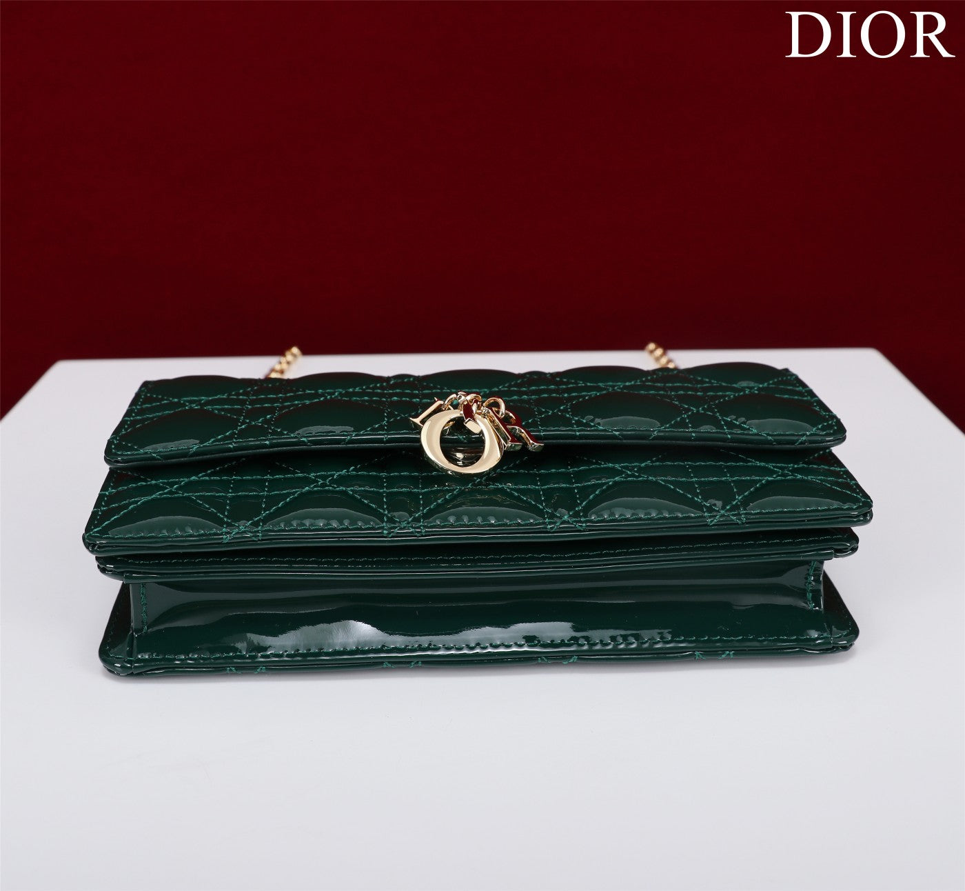 Luxury Diormy mini 21 dark green patent calfskin