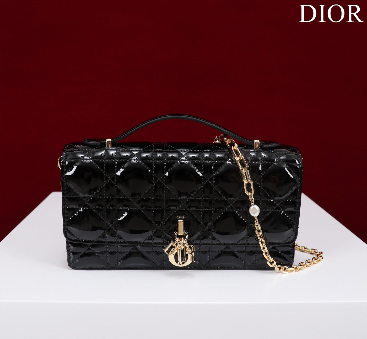 Luxury Diormy mini 21 black patent calfskin