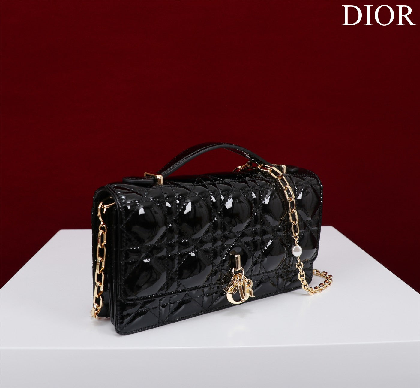 Luxury Diormy mini 21 black patent calfskin