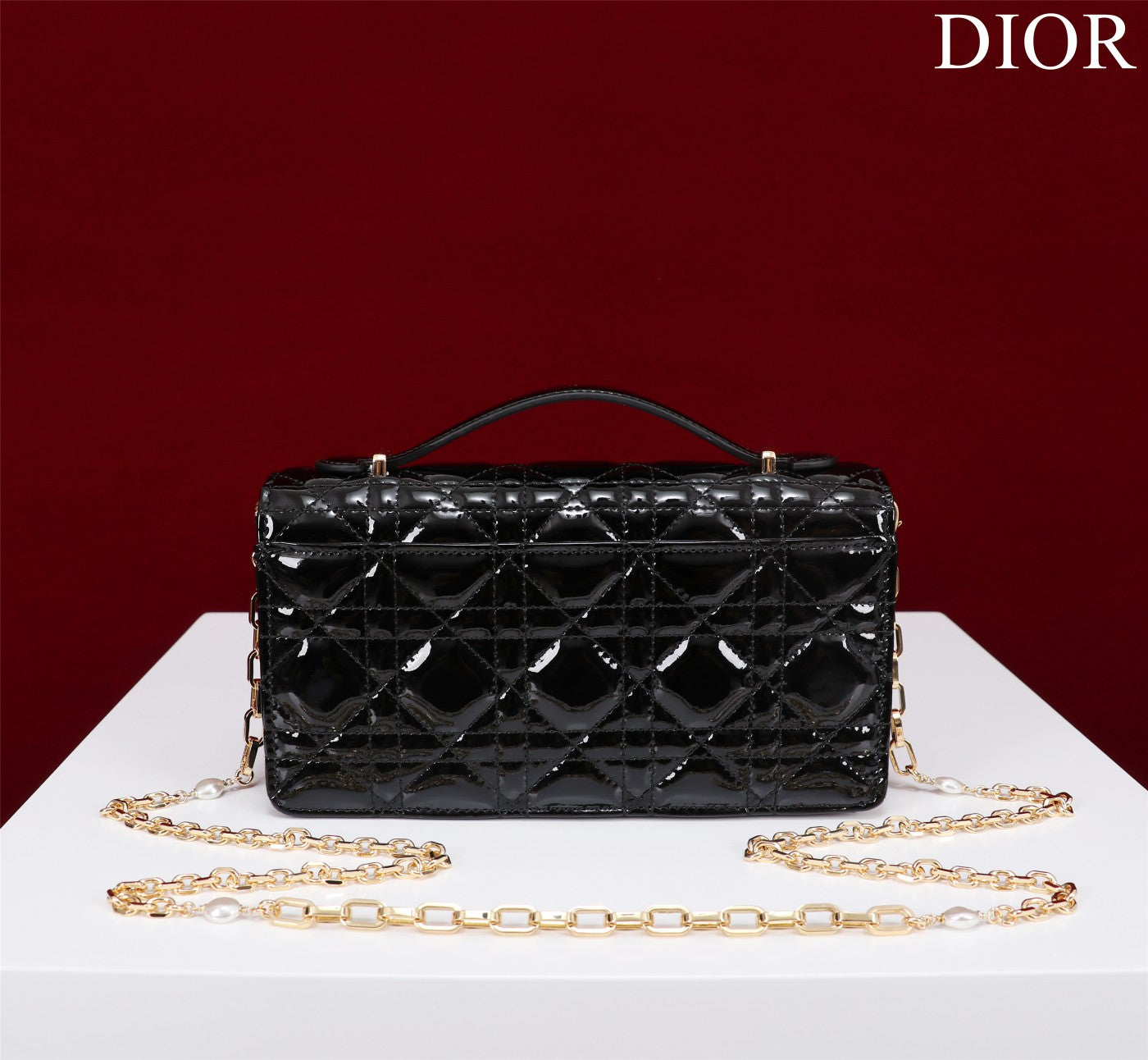 Luxury Diormy mini 21 black patent calfskin