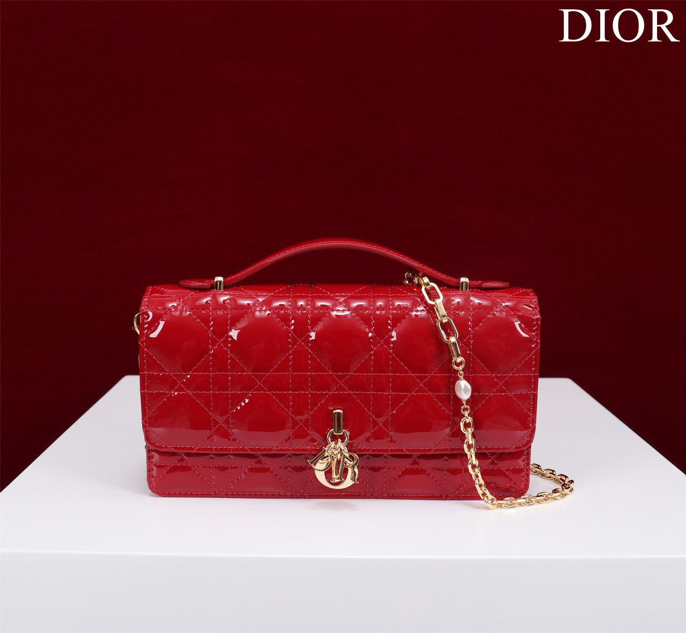 Luxury Diormy mini 21 red patent calfskin