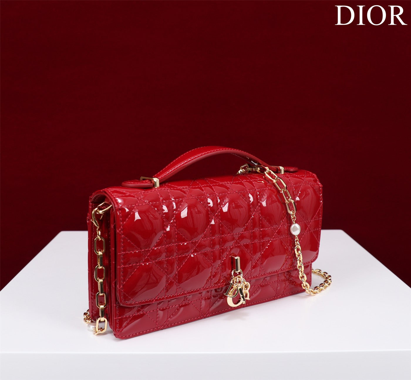 Luxury Diormy mini 21 red patent calfskin
