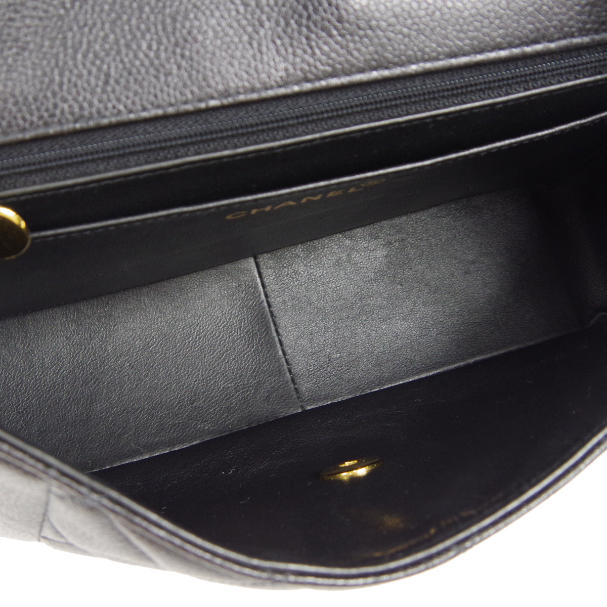 CHANEL 1994-1996 Tall Diana Flap Medium Black Caviar 17140
