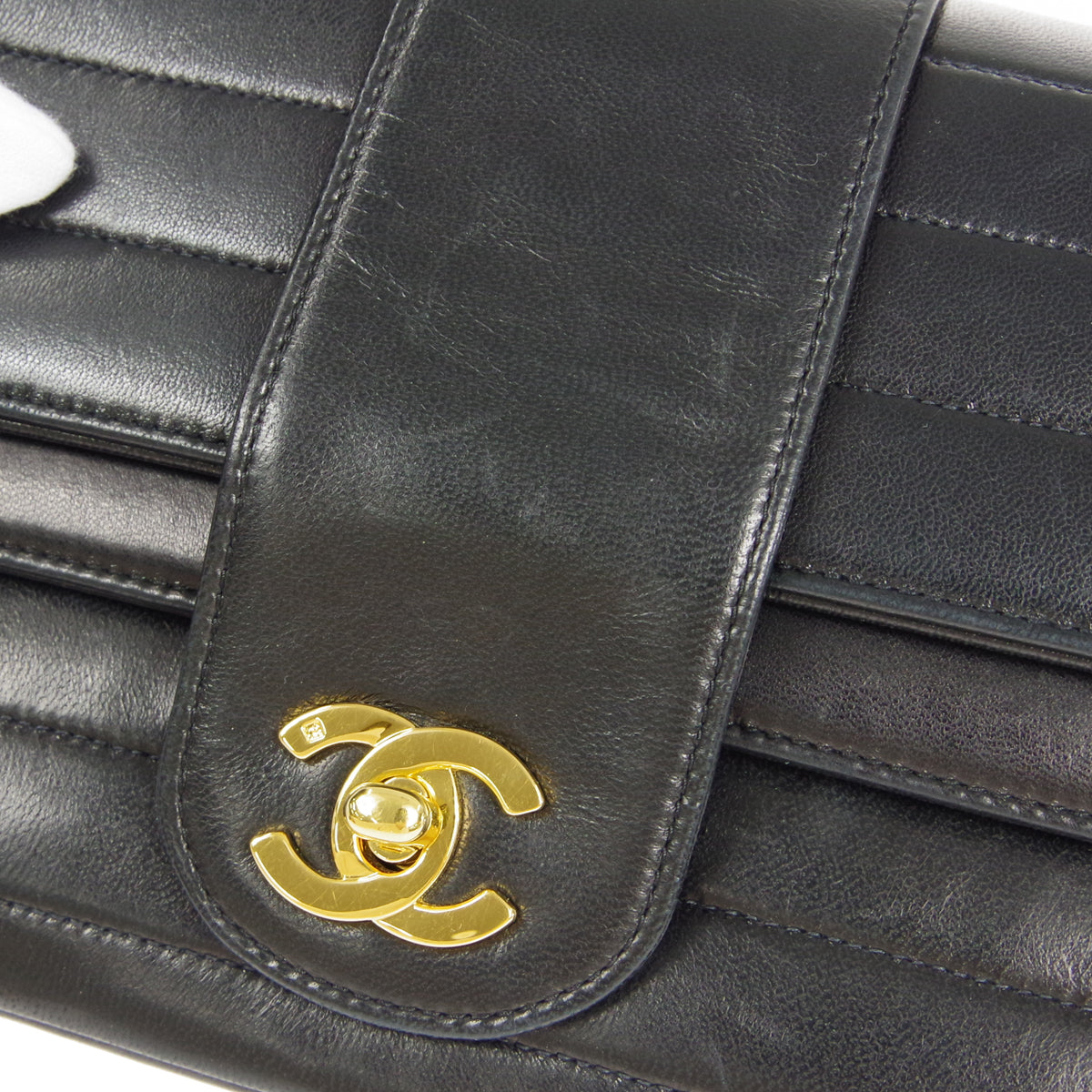 CHANEL 1991-1994 Horizontal Flap Small Black Lambskin 17861