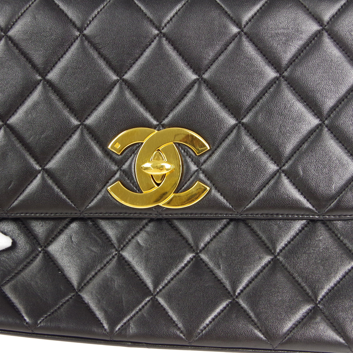 CHANEL 1994-1996 Straight Flap Medium Black Lambskin 47549