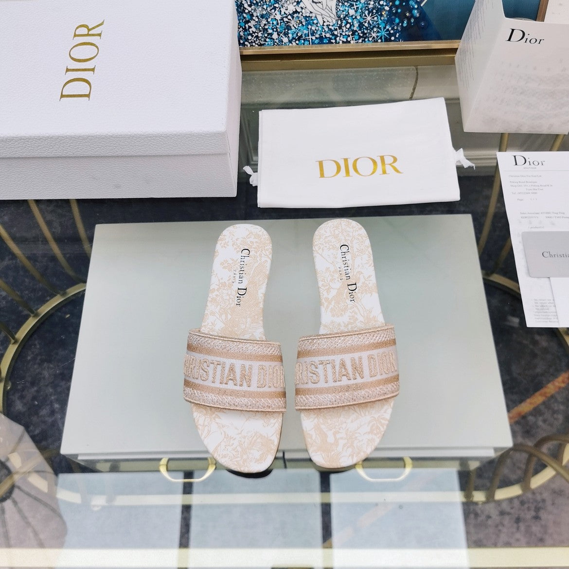 Luxury DiorMule Dway Slide 10mm Multi-motifs Style 82