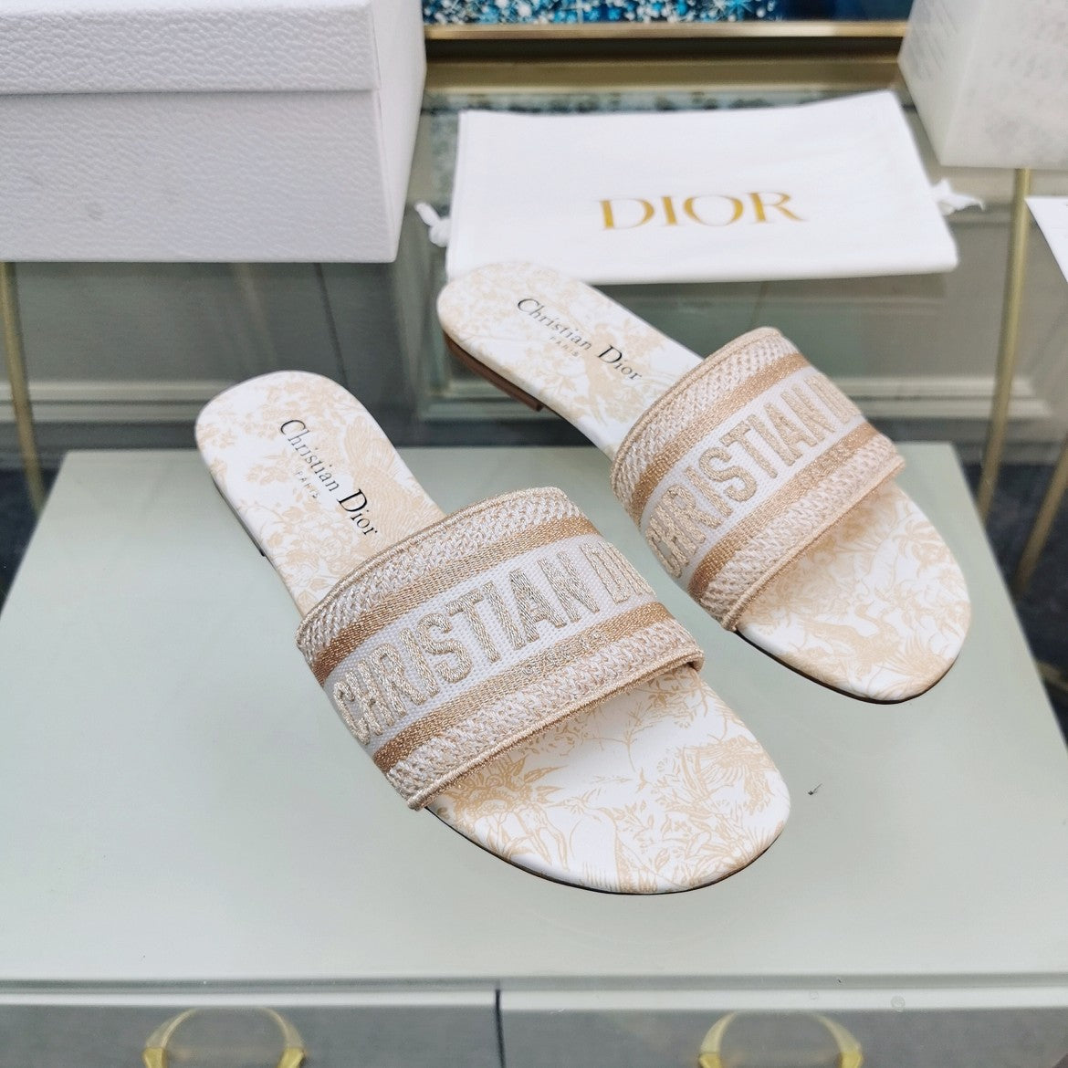 Luxury DiorMule Dway Slide 10mm Multi-motifs Style 82