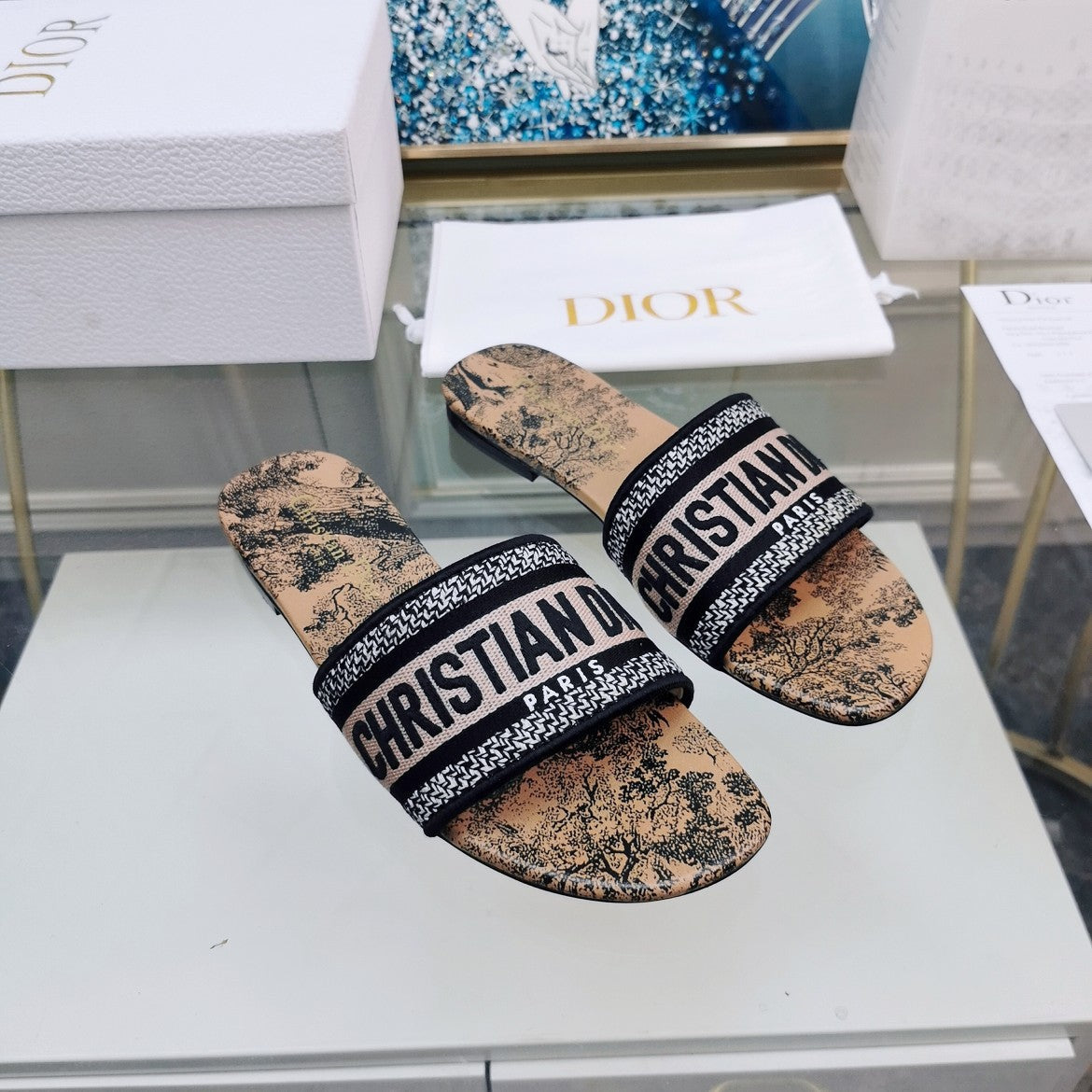 Luxury DiorMule Dway Slide 10mm Multi-motifs Style 81