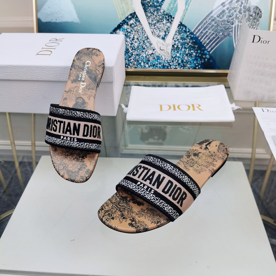 Luxury DiorMule Dway Slide 10mm Multi-motifs Style 81