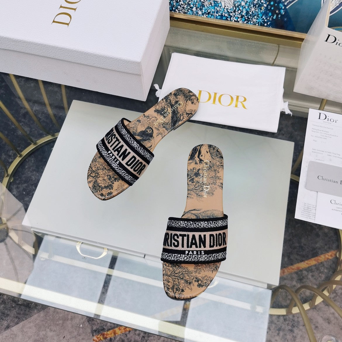 Luxury DiorMule Dway Slide 10mm Multi-motifs Style 81
