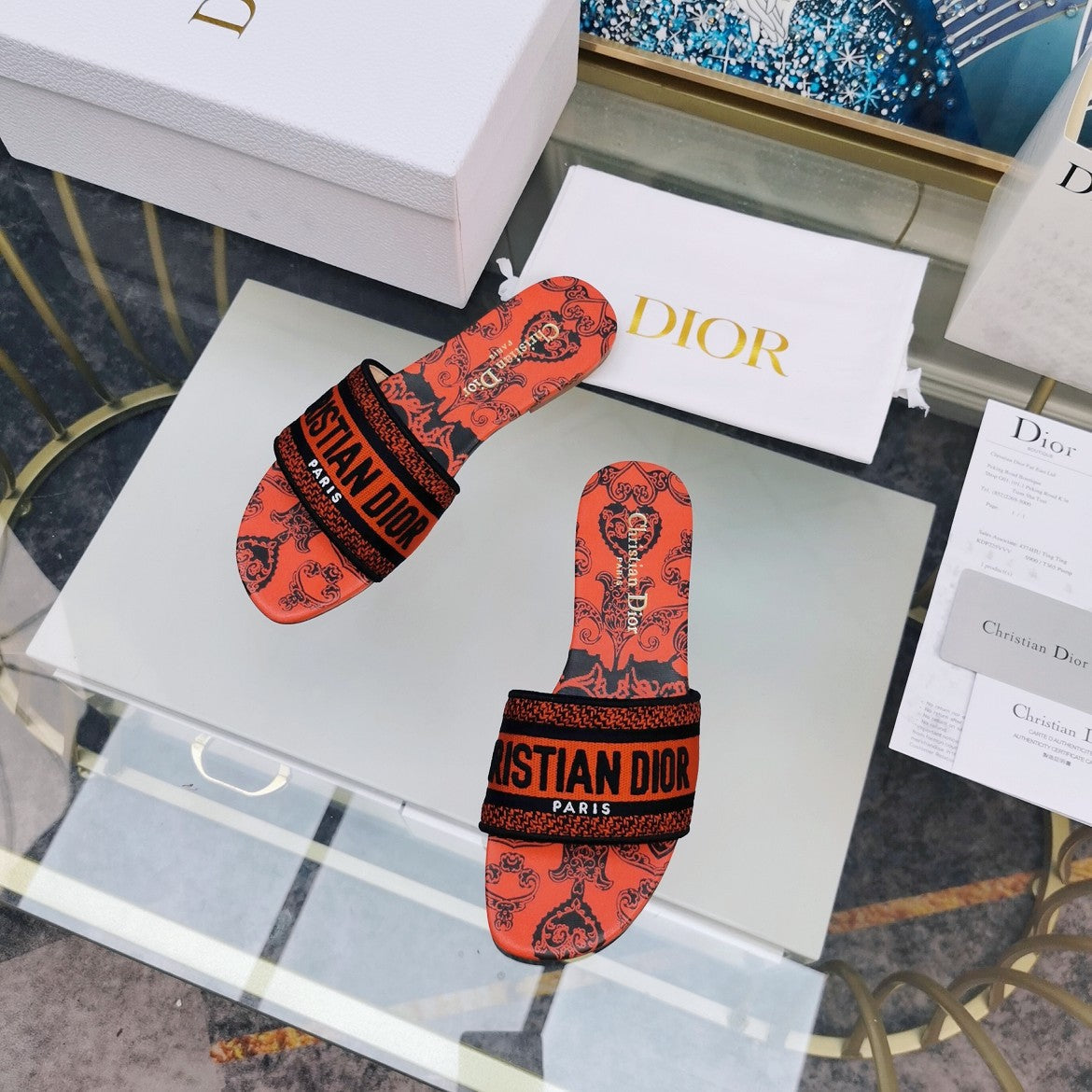 Luxury DiorMule Dway Slide 10mm Multi-motifs Style 79