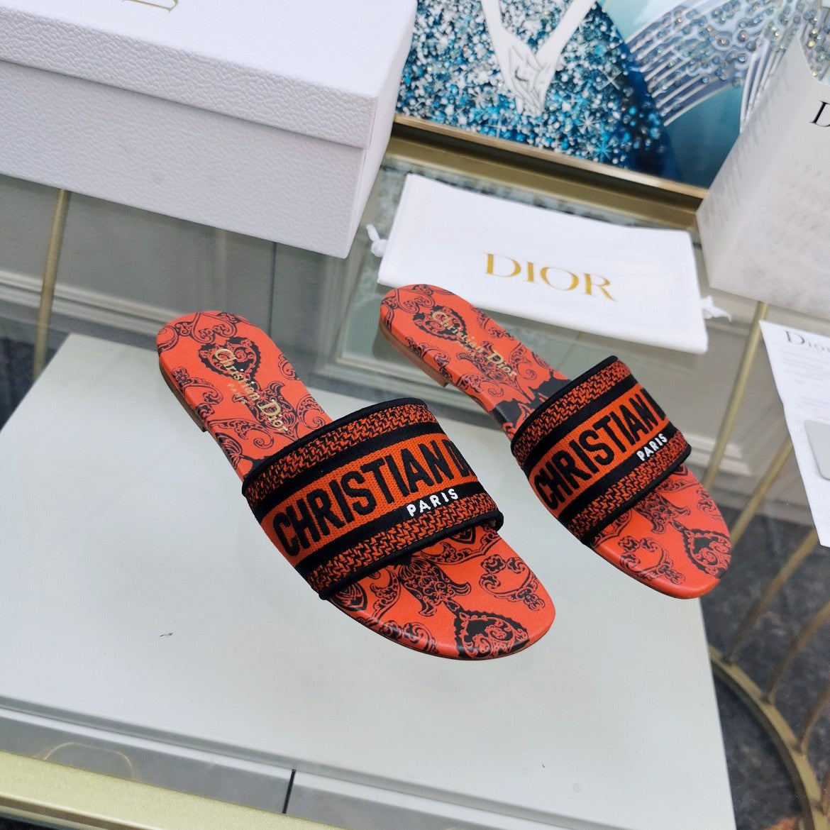 Luxury DiorMule Dway Slide 10mm Multi-motifs Style 79
