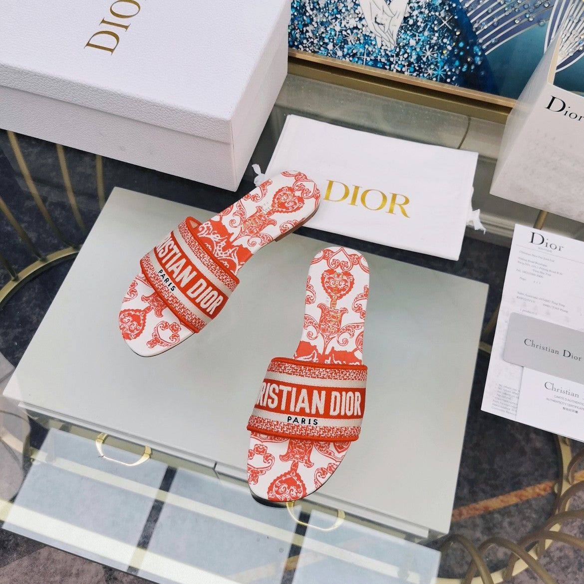 Luxury DiorMule Dway Slide 10mm Multi-motifs Style 80