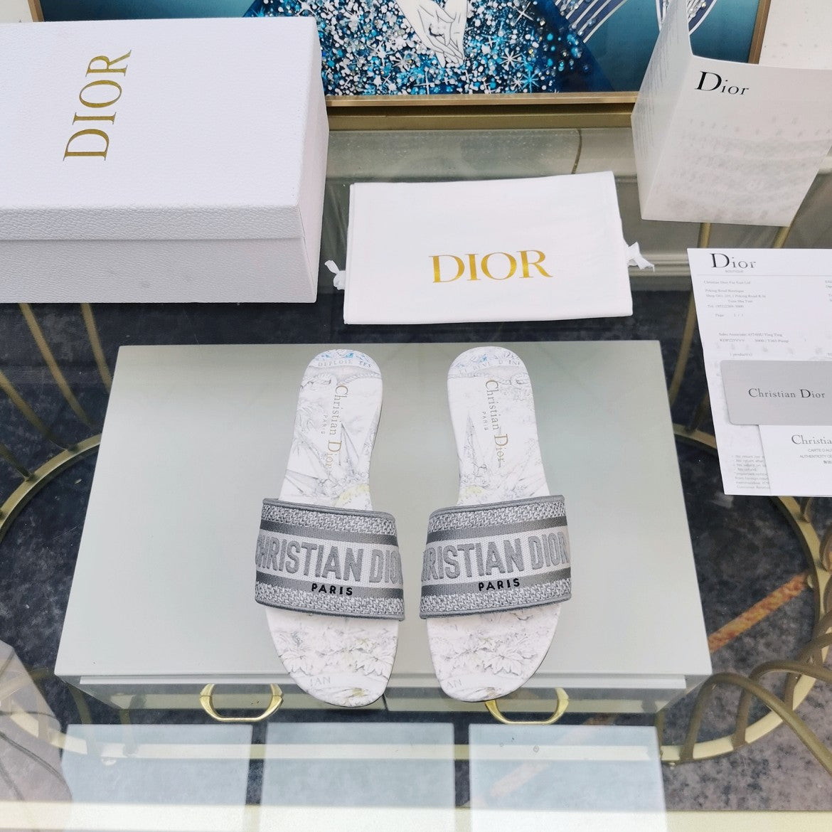 Luxury DiorMule Dway Slide 10mm Multi-motifs Style 27