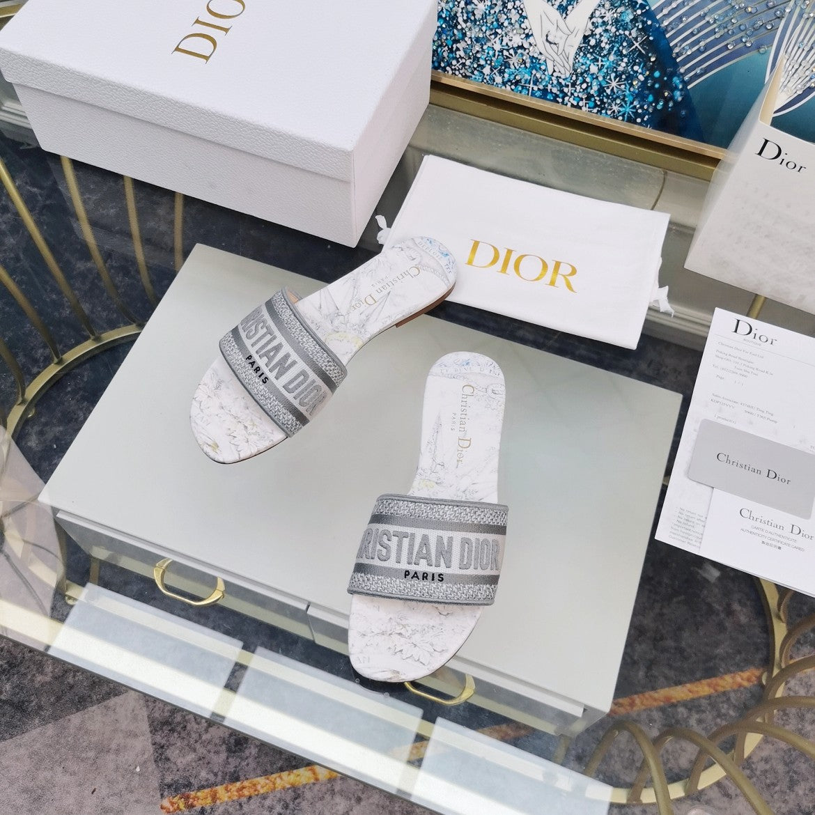 Luxury DiorMule Dway Slide 10mm Multi-motifs Style 27