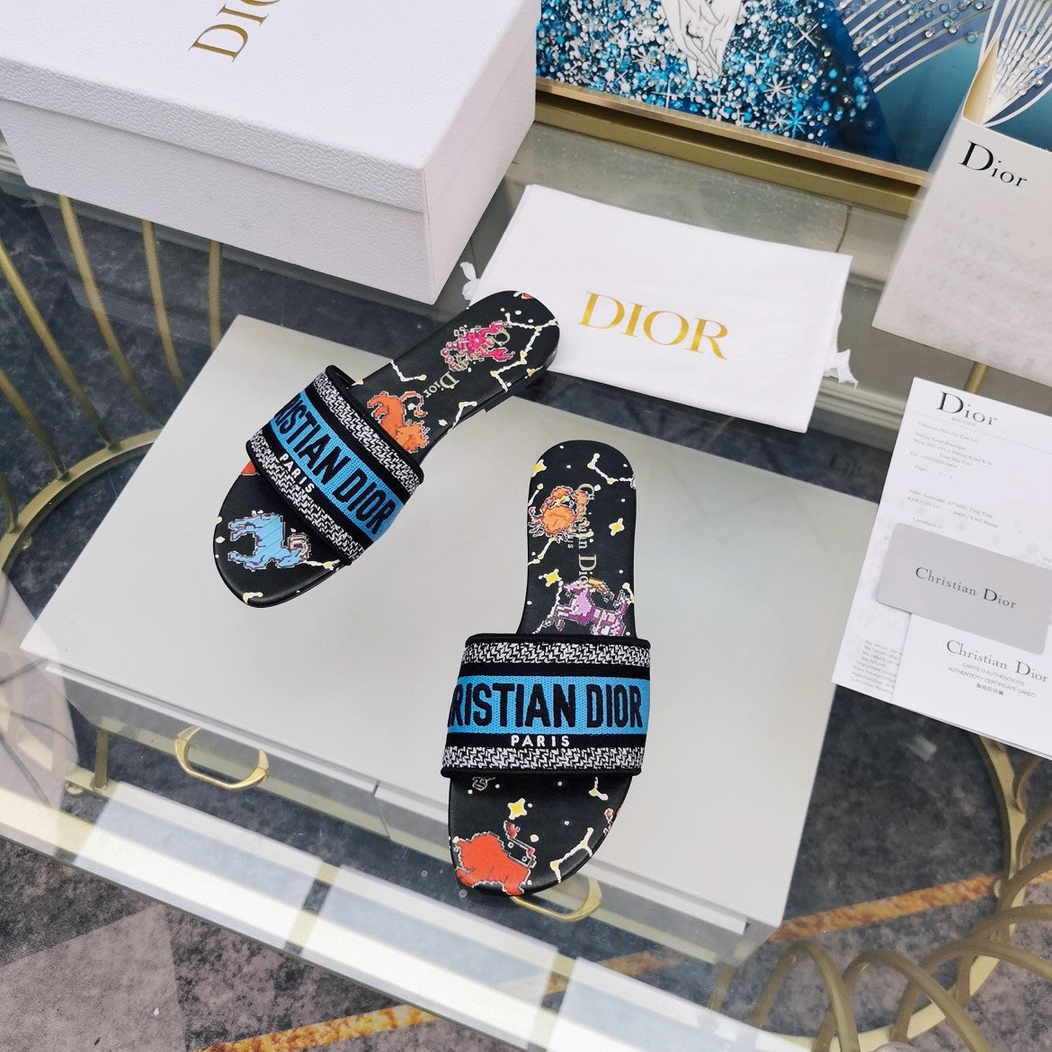 Luxury DiorMule Dway Slide 10mm Multi-motifs Style 77