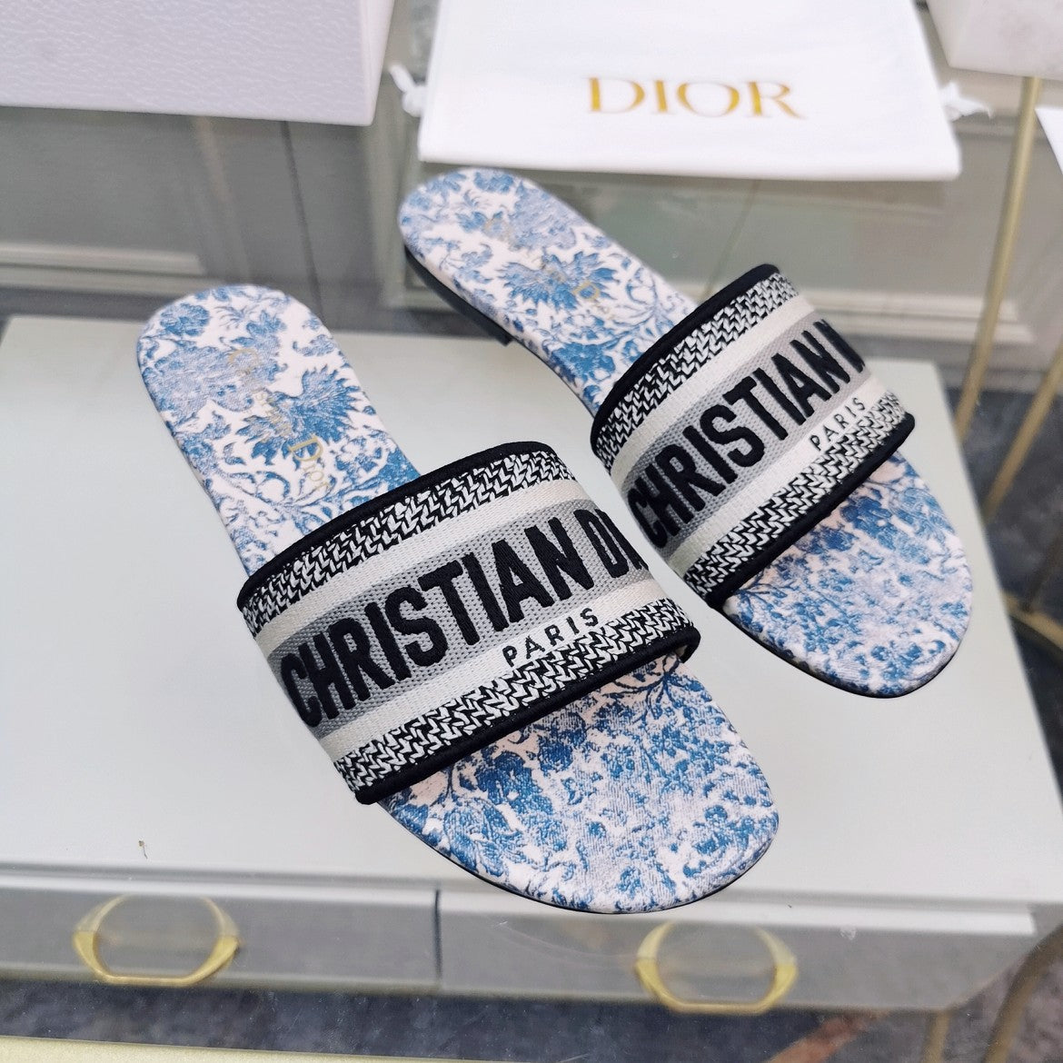 Luxury DiorMule Dway Slide 10mm Multi-motifs Style 75