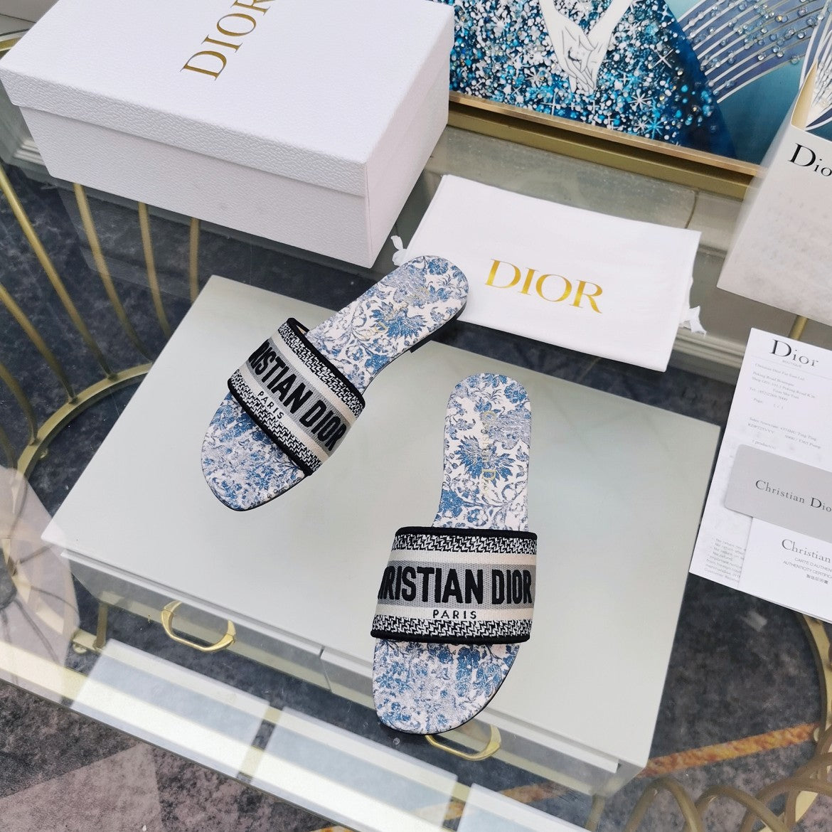 Luxury DiorMule Dway Slide 10mm Multi-motifs Style 75