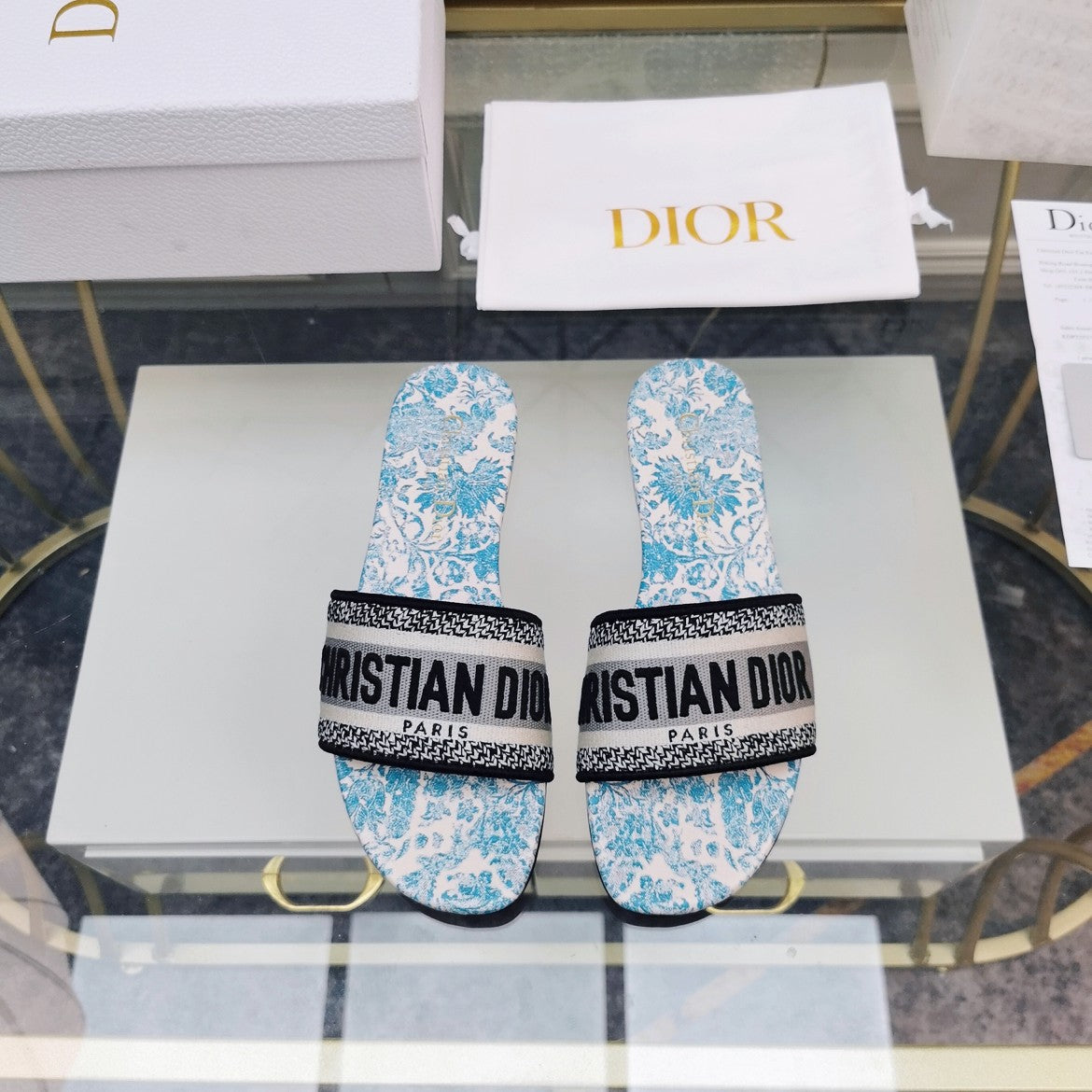 Luxury DiorMule Dway Slide 10mm Multi-motifs Style 74