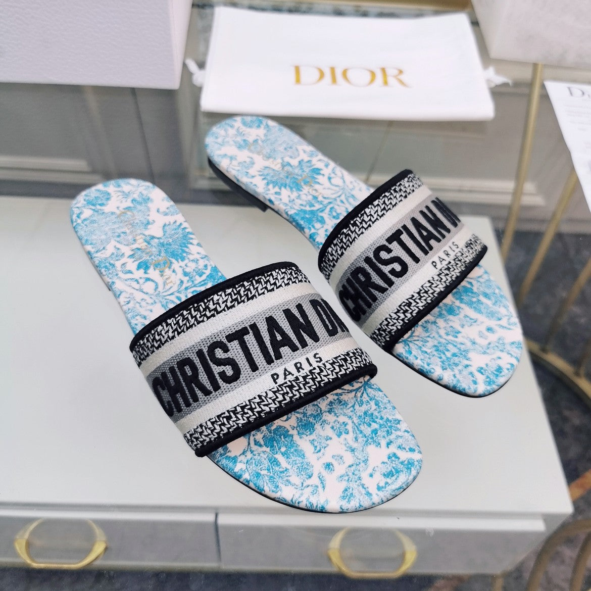 Luxury DiorMule Dway Slide 10mm Multi-motifs Style 74