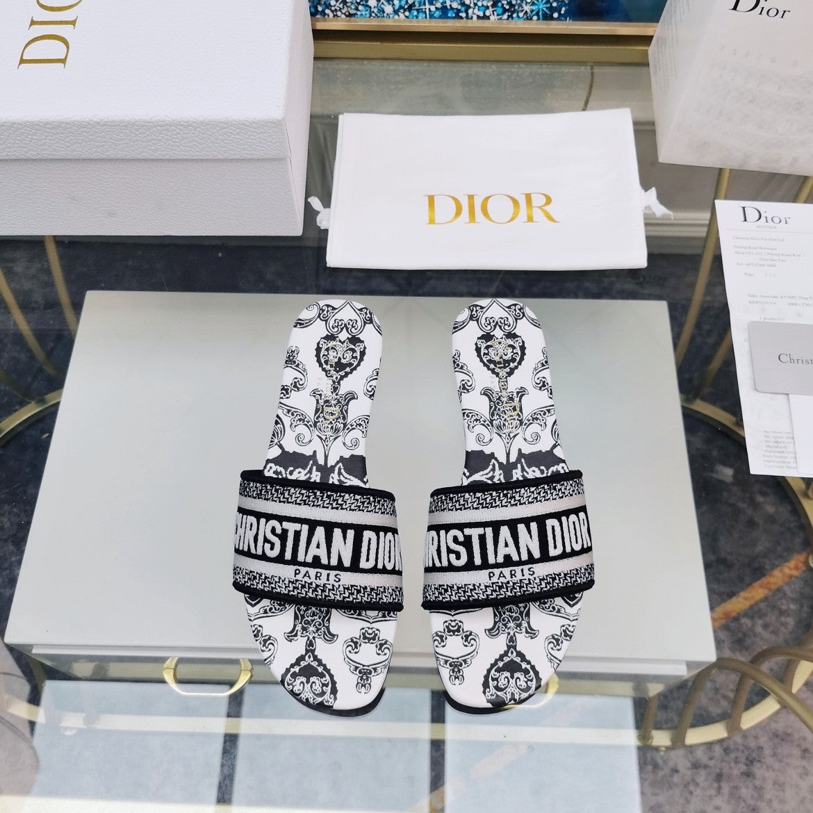 Luxury DiorMule Dway Slide 10mm Multi-motifs Style 26