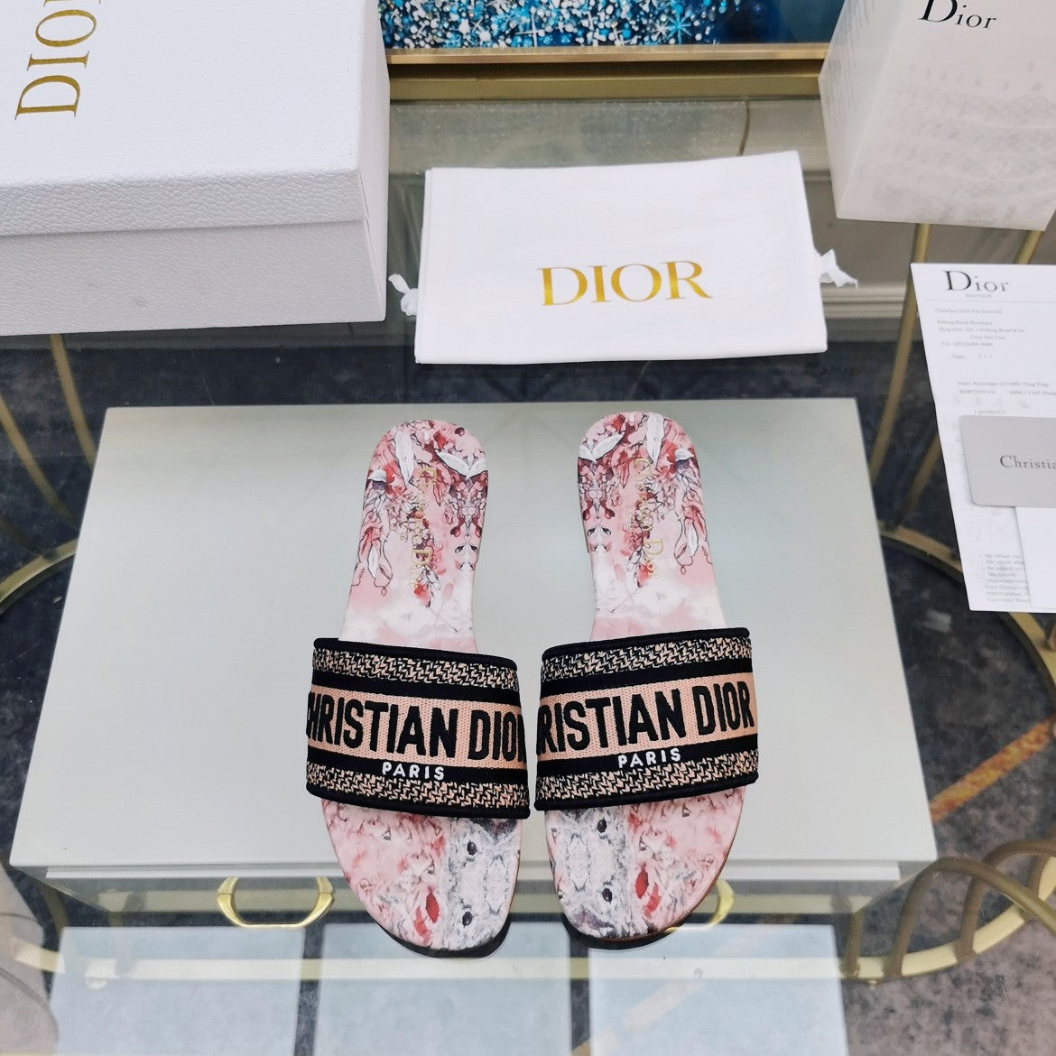 Luxury DiorMule Dway Slide 10mm Multi-motifs Style 73