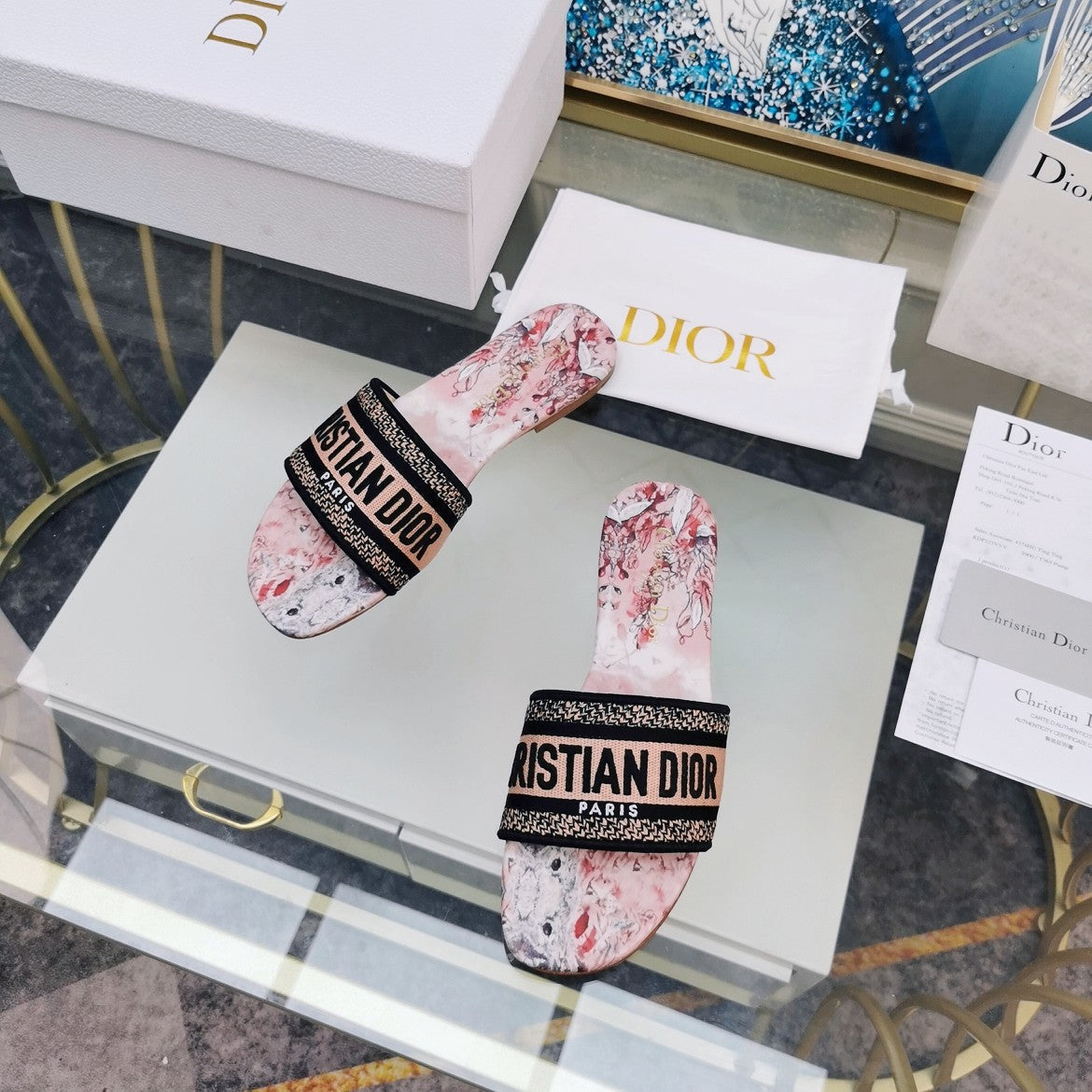 Luxury DiorMule Dway Slide 10mm Multi-motifs Style 73