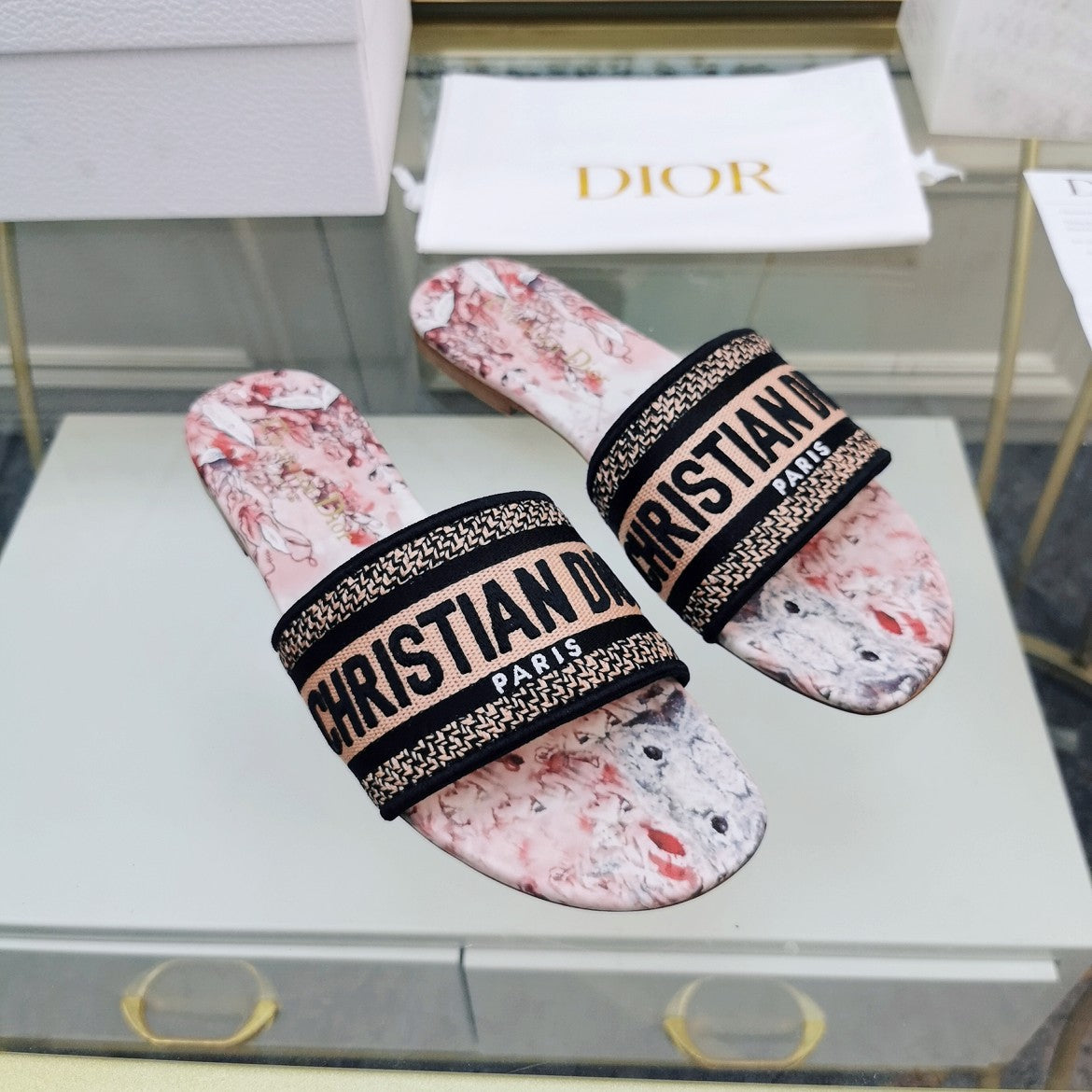 Luxury DiorMule Dway Slide 10mm Multi-motifs Style 73