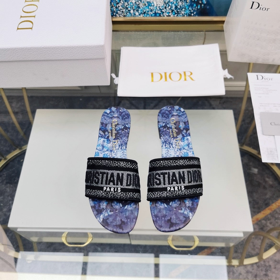 Luxury DiorMule Dway Slide 10mm Multi-motifs Style 72