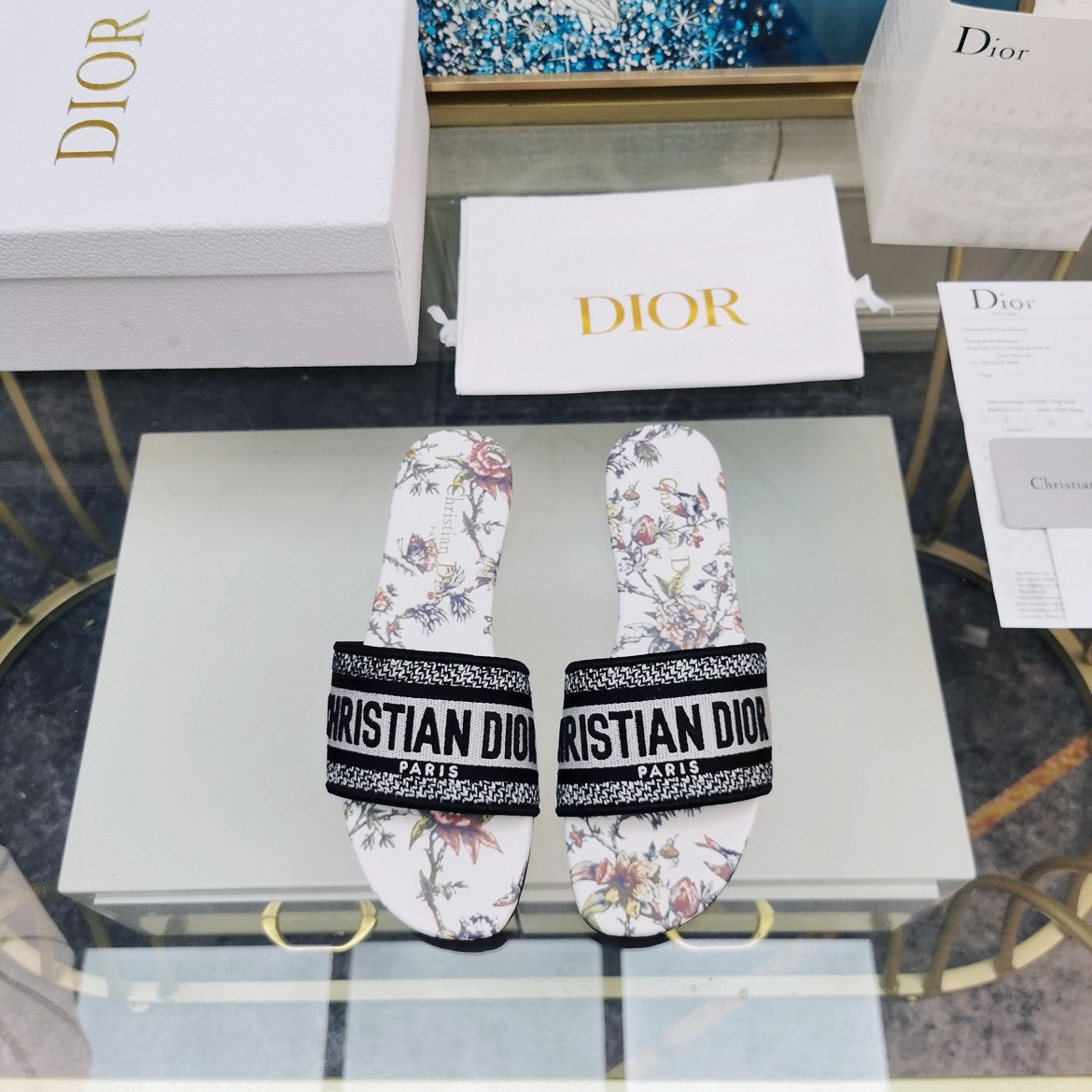 Luxury DiorMule Dway Slide 10mm Multi-motifs Style 71