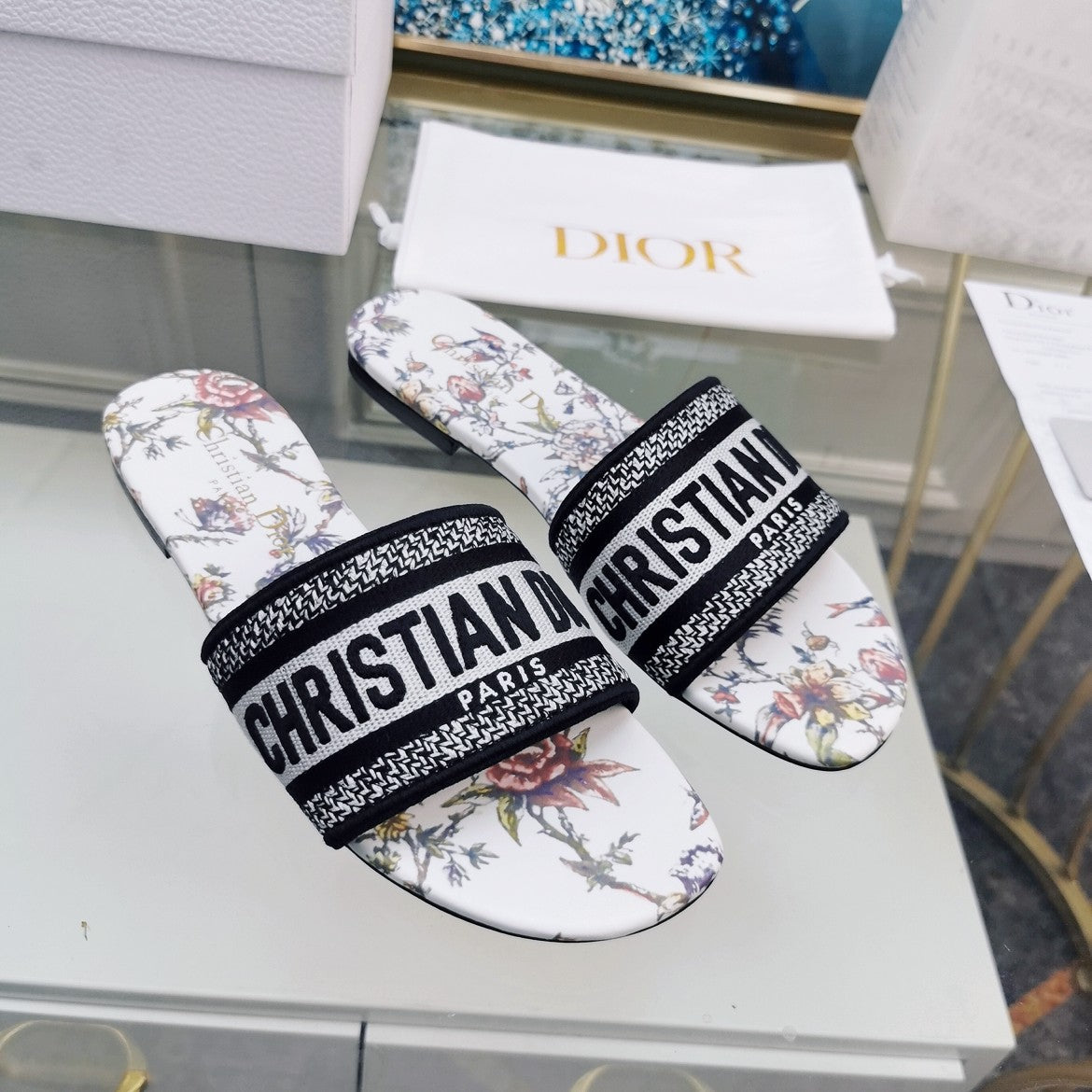 Luxury DiorMule Dway Slide 10mm Multi-motifs Style 71