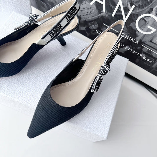 Luxury Diorslingback pumps 65 black embroidered cotton