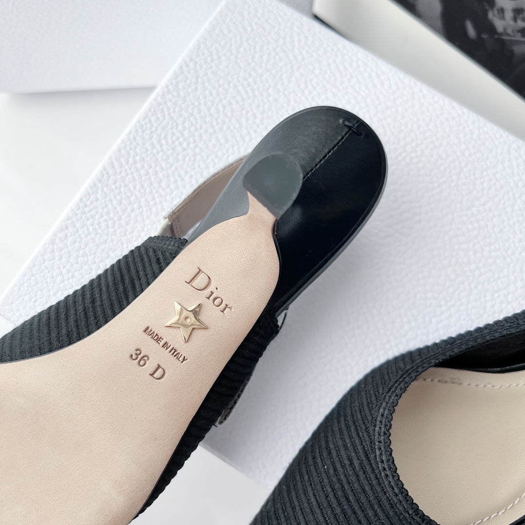 Luxury Diorslingback pumps 65 black embroidered cotton