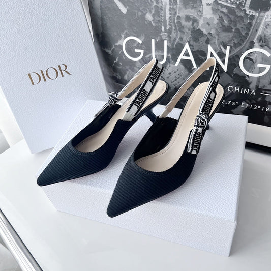Luxury Diorslingback pumps 65 black embroidered cotton