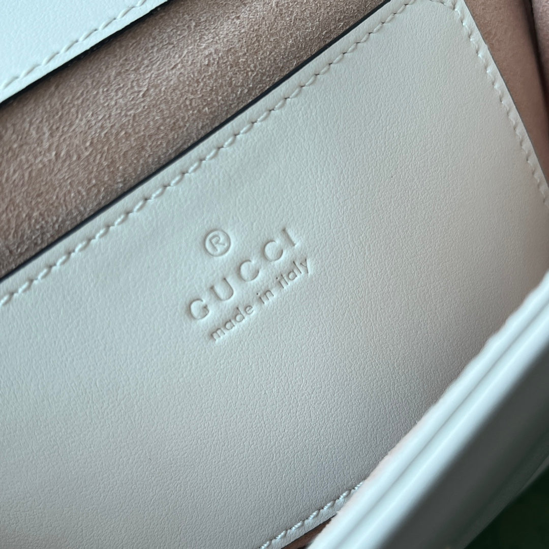 Luxury Gucci gg marmont mini 18cm white calfskin gold hardware
