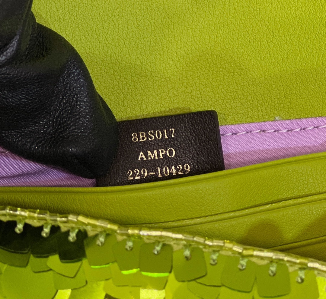 Luxury FendiBAGUETTE MINI 19 IN LIMERICK GREEN SEQUINS GOLD HARDWARE