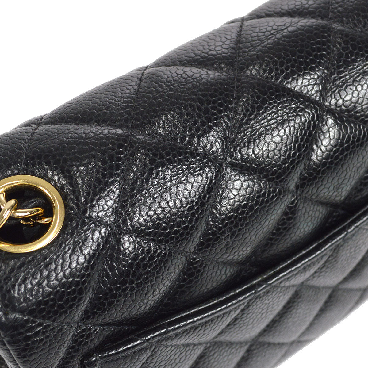 CHANEL 2003-2004 Classic Square Flap Mini 17 Black Caviar 27083