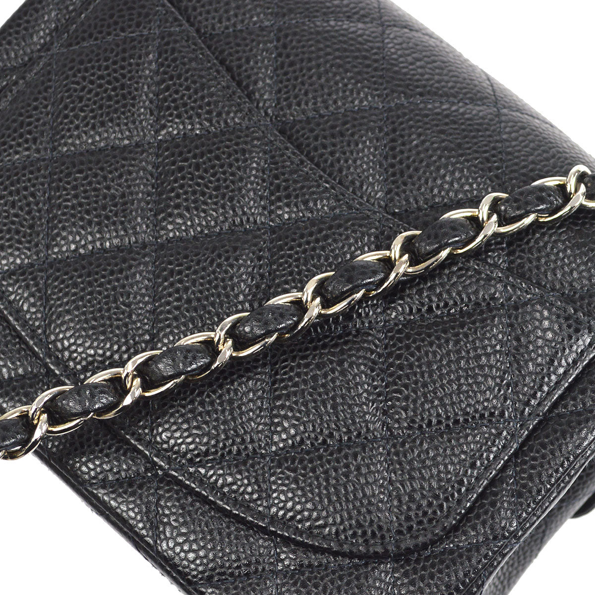 CHANEL 2000-2001 Classic Square Flap Mini 17 Black Caviar 27254